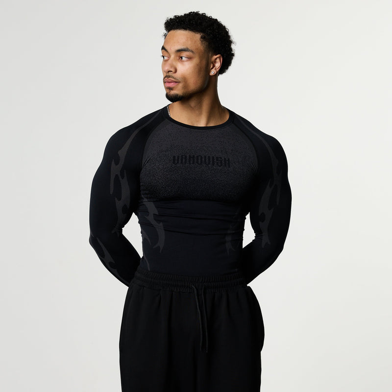 TRIBAL COMPRESSION BLACK LONG SLEEVE T SHIRT