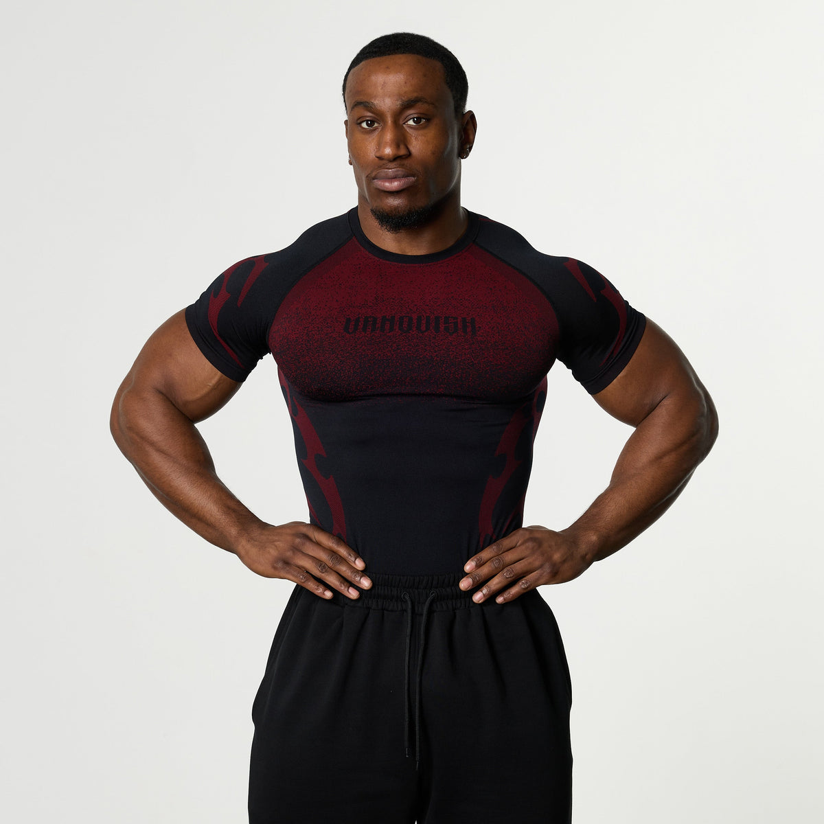 TRIBAL COMPRESSION BLACK AND RED SHORT SLEEVE T SHIRT
