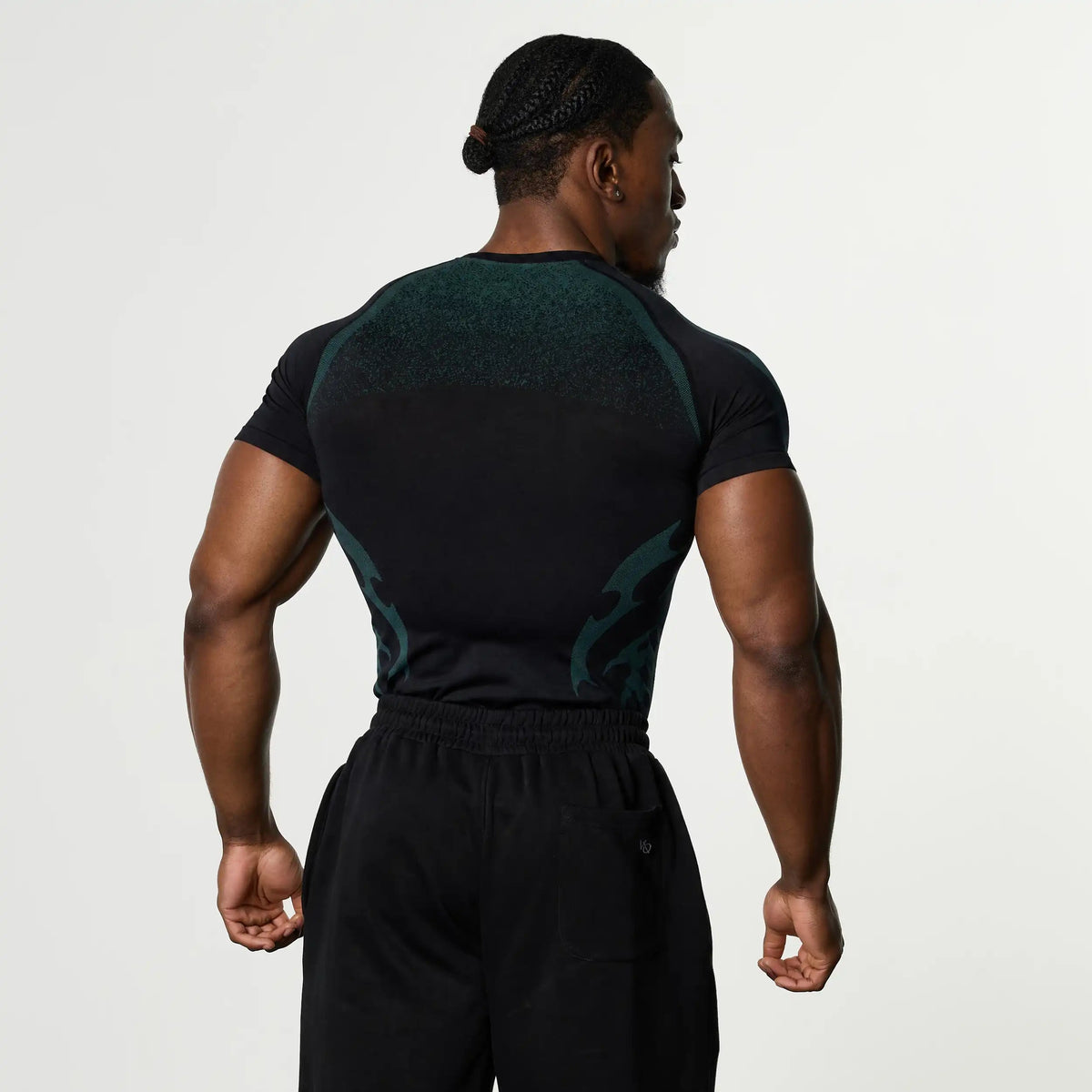 TRIBAL COMPRESSION GREEN SHORT SLEEVE T SHIRT ( Black )