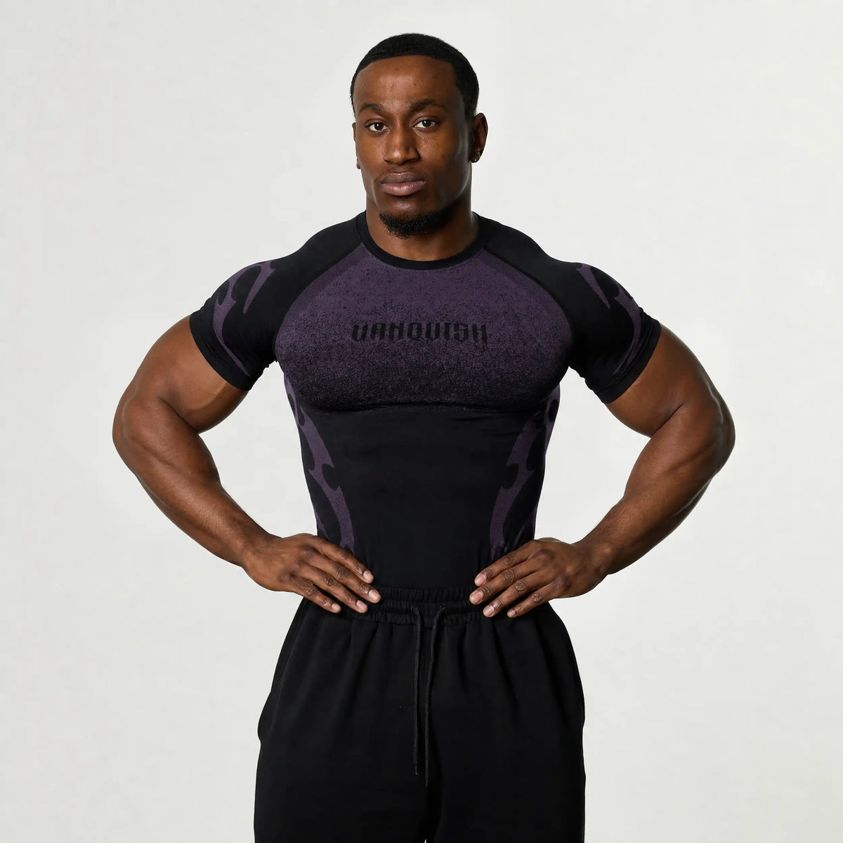 TRIBAL COMPRESSION PURPLE SHORT SLEEVE T SHIRT - 1