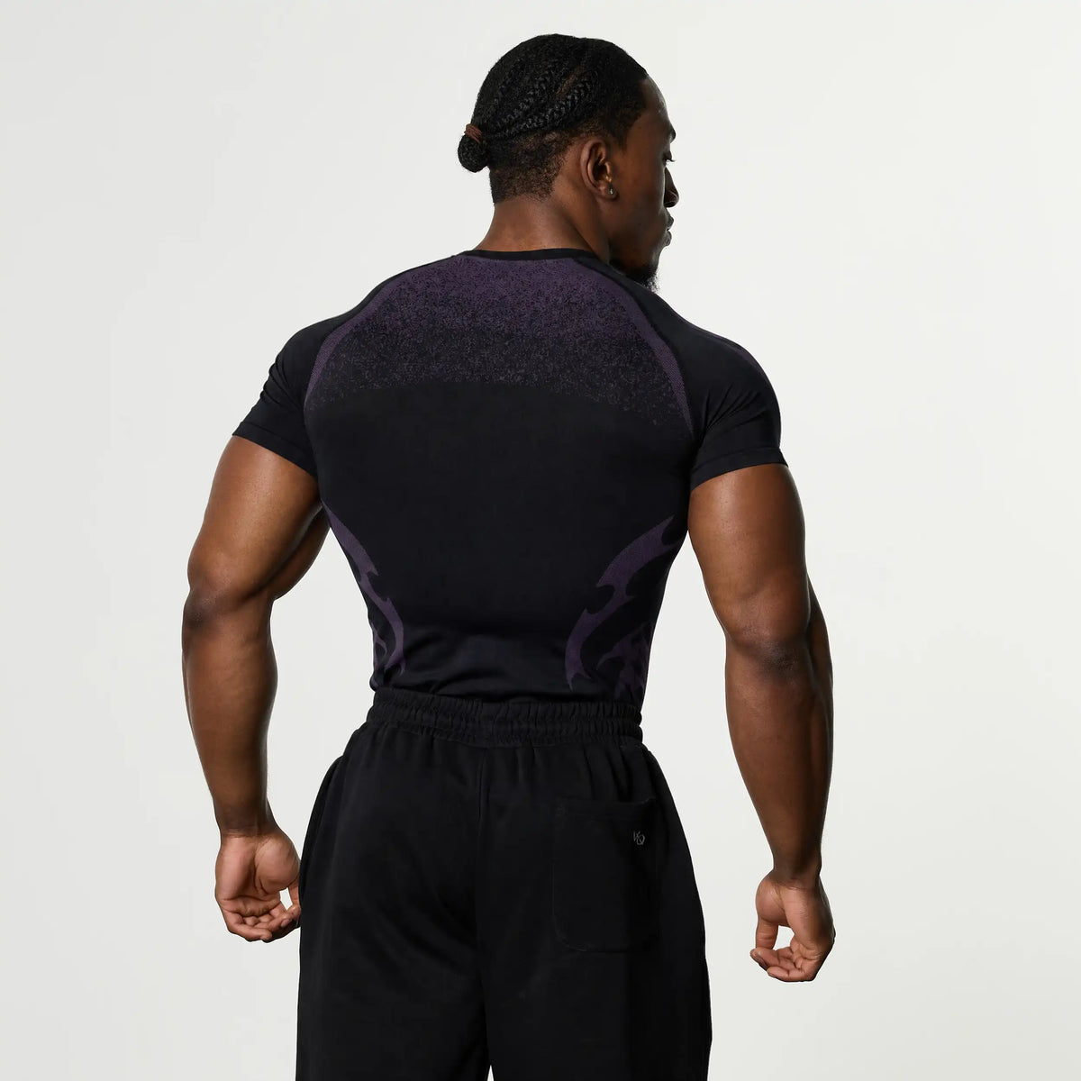 TRIBAL COMPRESSION PURPLE SHORT SLEEVE T SHIRT - 2