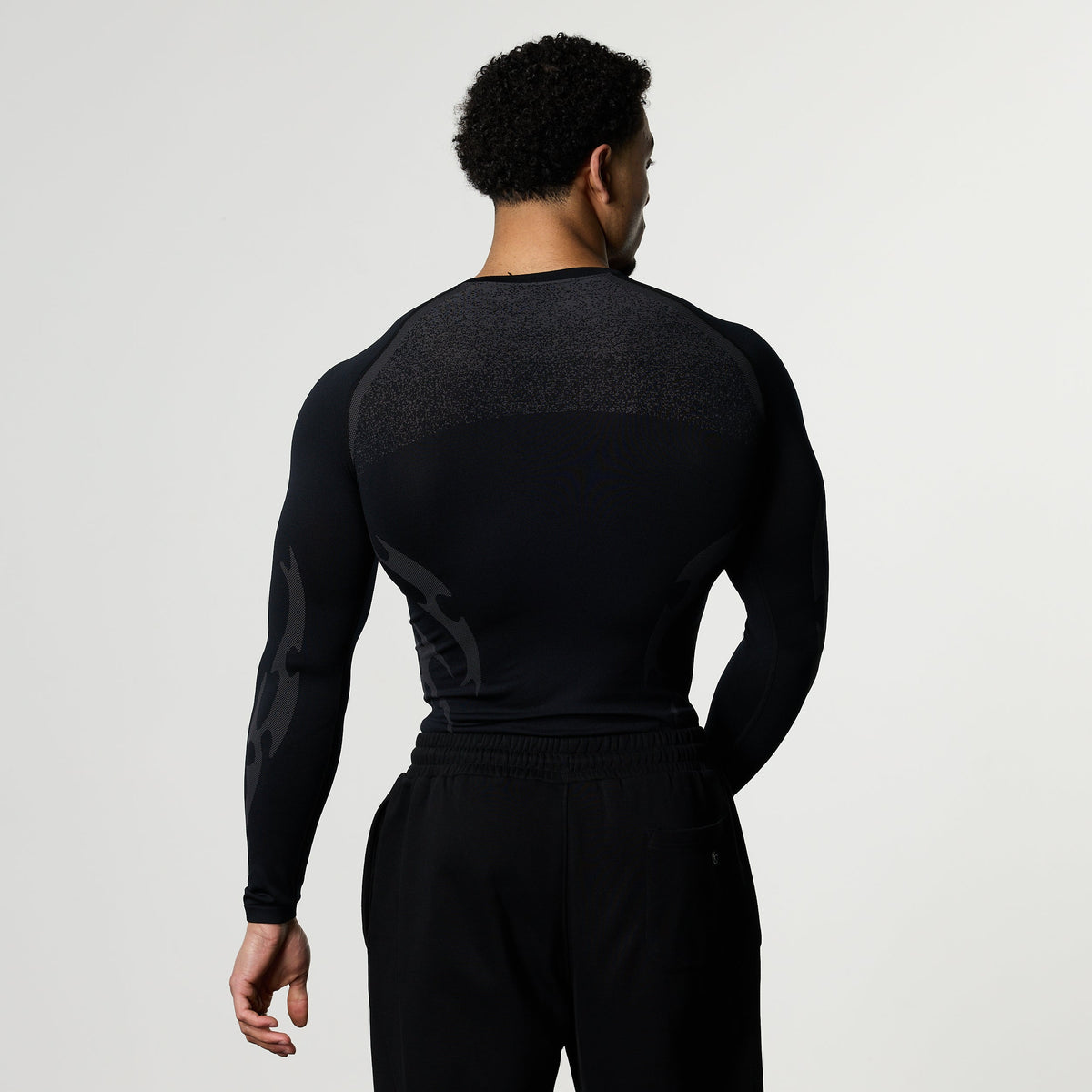 TRIBAL COMPRESSION BLACK LONG SLEEVE T SHIRT - 2