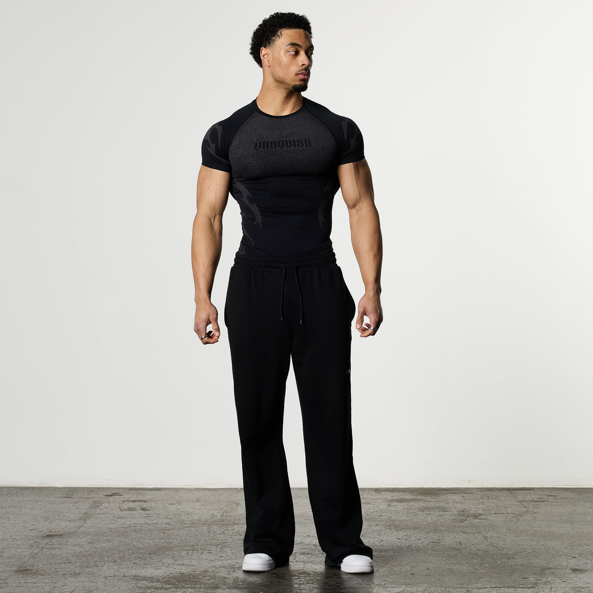 TRIBAL COMPRESSION BLACK SHORT SLEEVE T SHIRT - 6