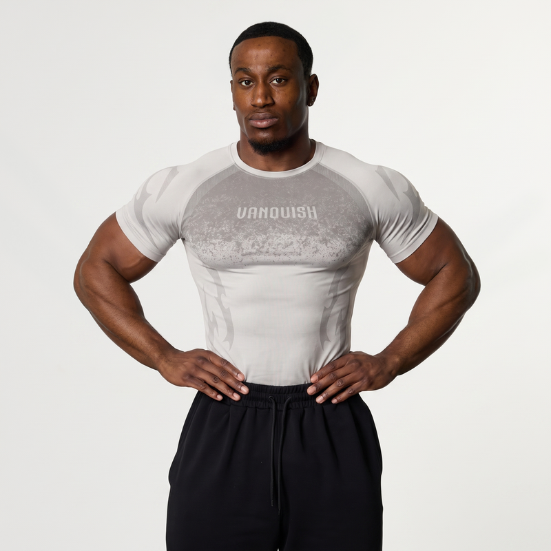 TRIBAL COMPRESSION LIGHT GREY SHORT SLEEVE T SHIRT