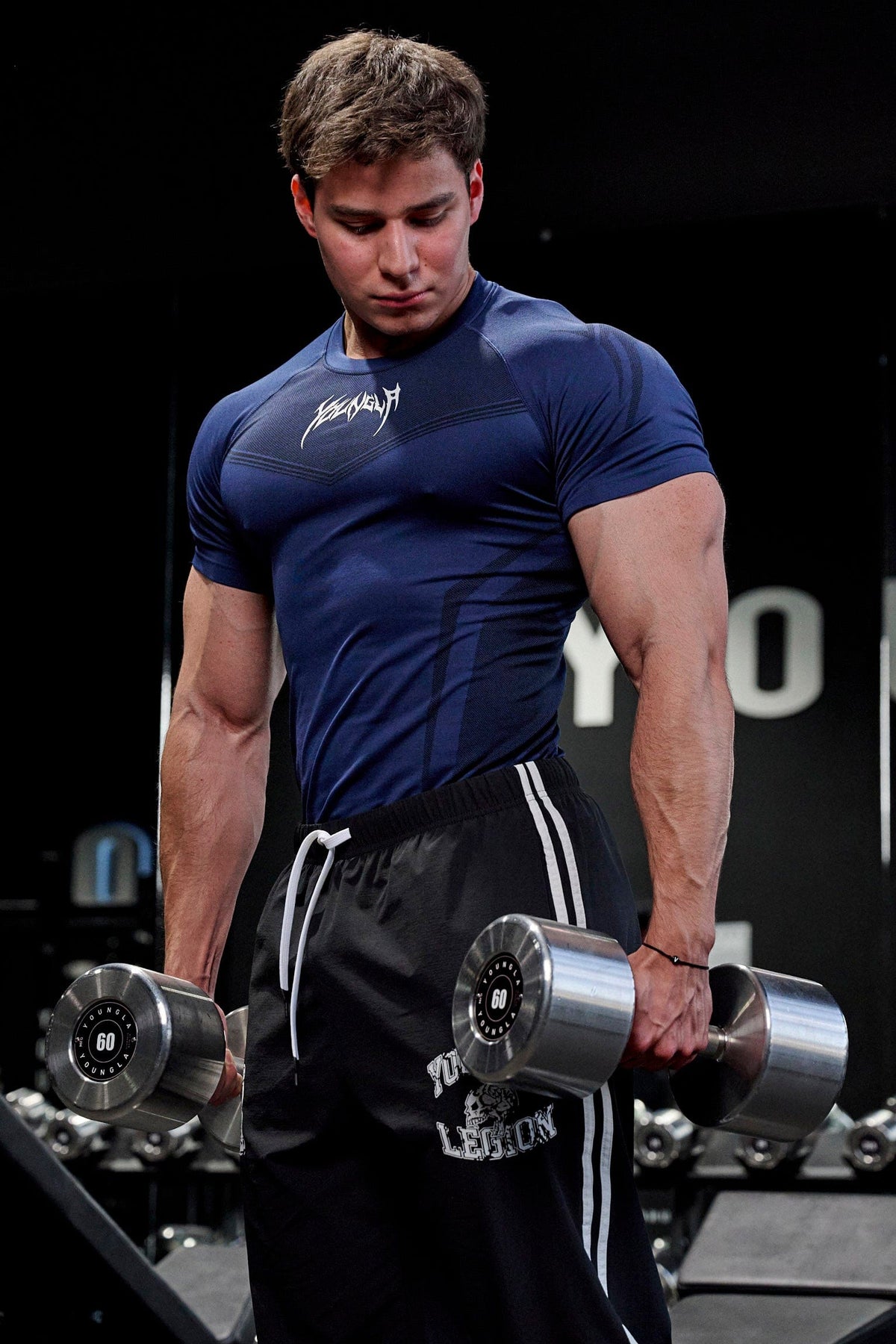 Warrior  X Compression Tees - Navy Blue - High Definition View 2