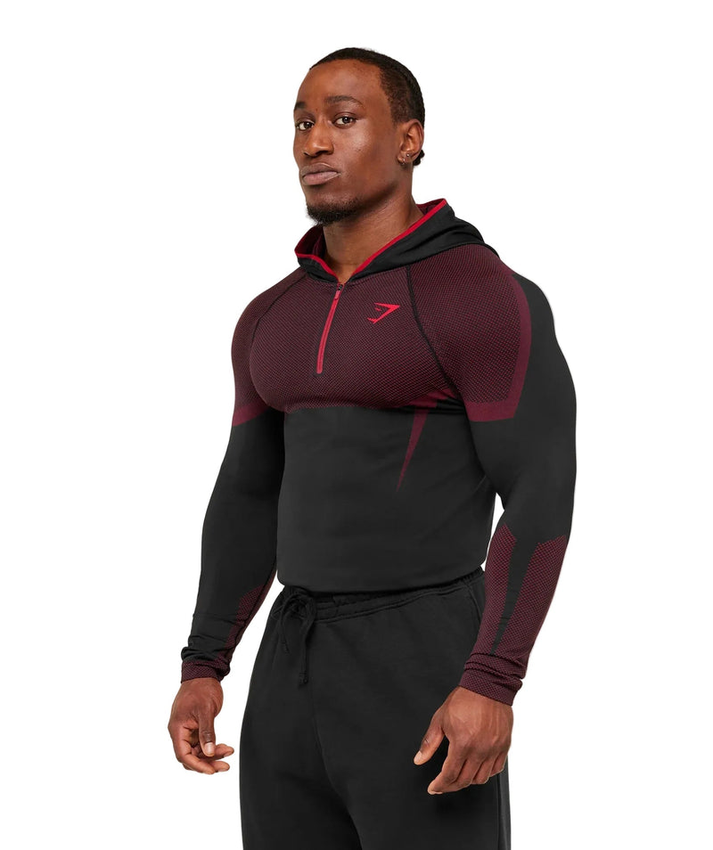 Onyx 5.0 Seamless Hoodie - Black/Carmine Red